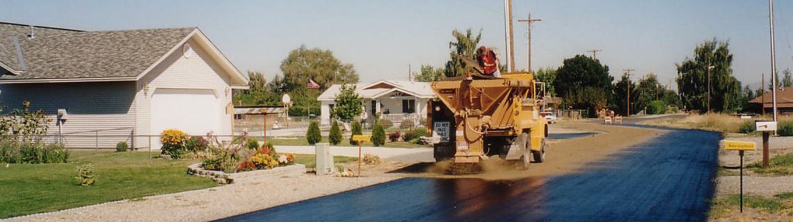 Application of CRF restorative asphalt seal on a residential street