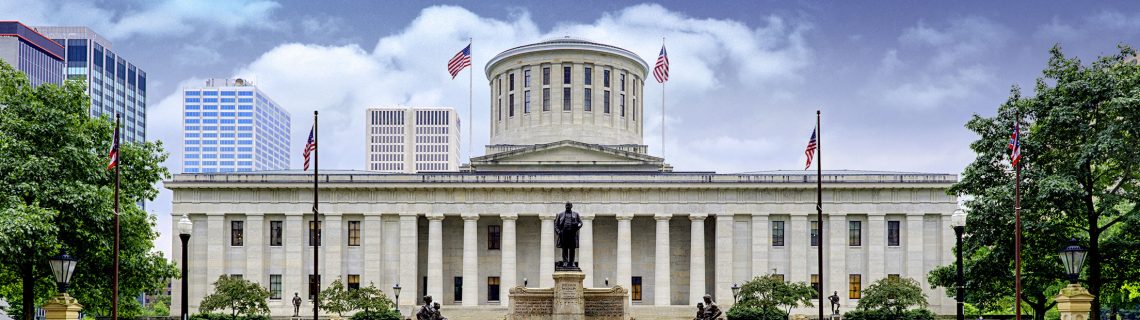 The Ohio Statehouse located at 1 Capitol Square in Columbus.